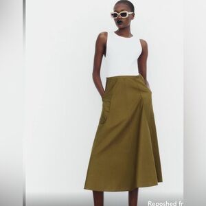 Like New ZARA White Ribbed Top Dress S